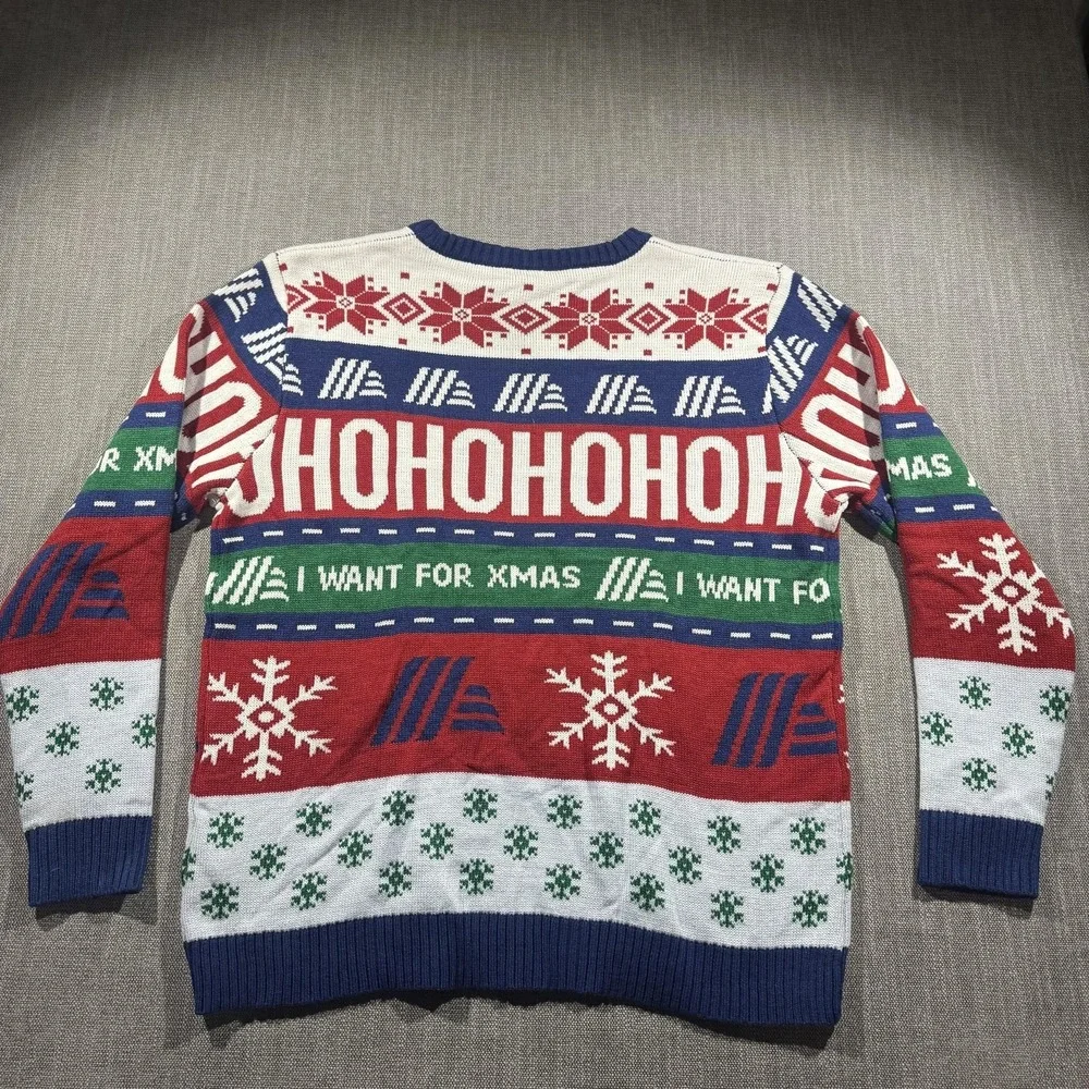 ALDI Gear Sweater Mens Large Multicolor HOHOHO Ugly Christmas Holiday Pullover
